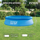 Intex 28121EH Easy Set 10 Foot by 30 Inch Round Inflatable Outdoor Backyard Above Ground Swimming Pool Set with 530 GPH Filter Pump, Blue