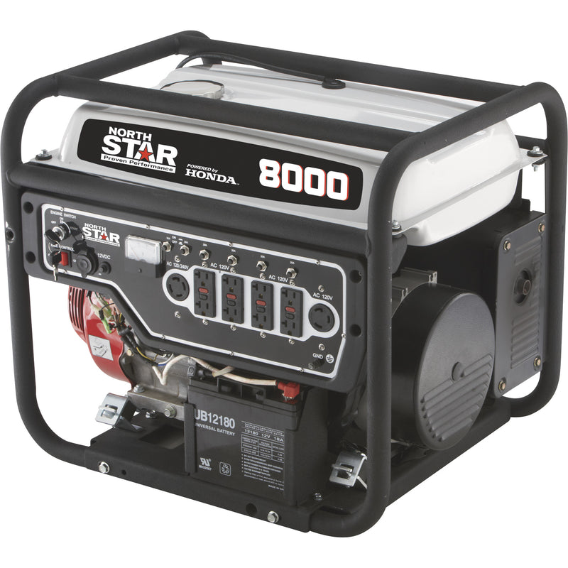 NorthStar Portable Generator with Honda GX390 Engine — 8000 Surge Watts, 6600 Rated Watts, Electric Start