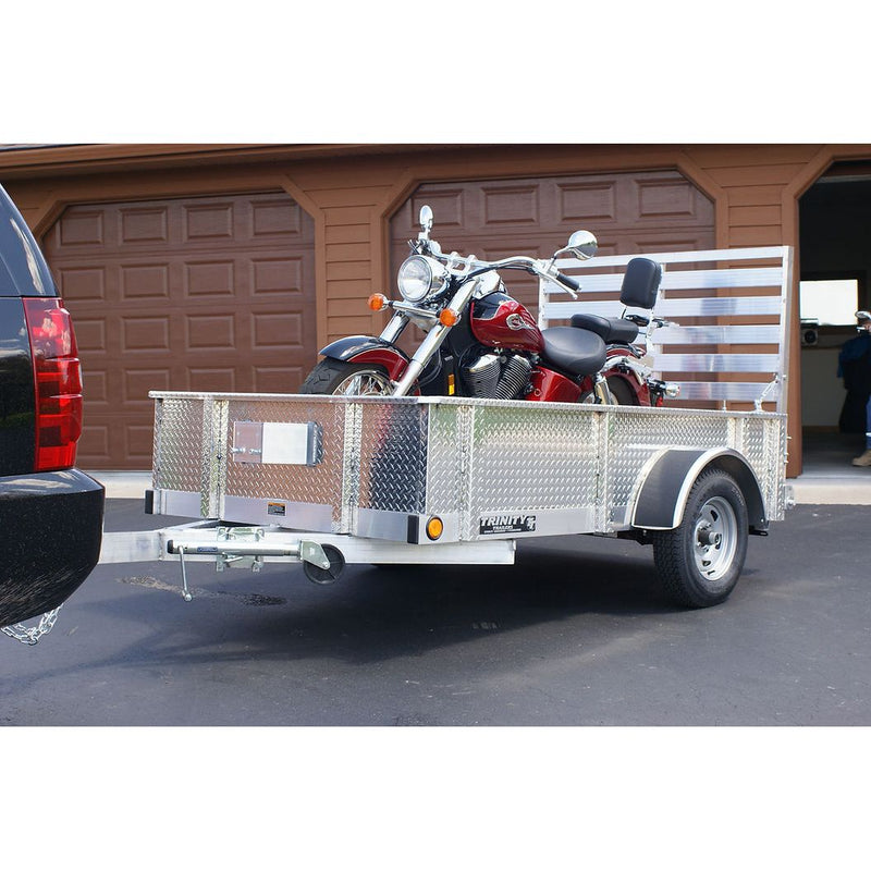 Trophy Trailer - SINGLE AXLE - DIAMOND PLATE SIDE - Aluminum Utility Trailer - Sizes: 8ft - 14ft