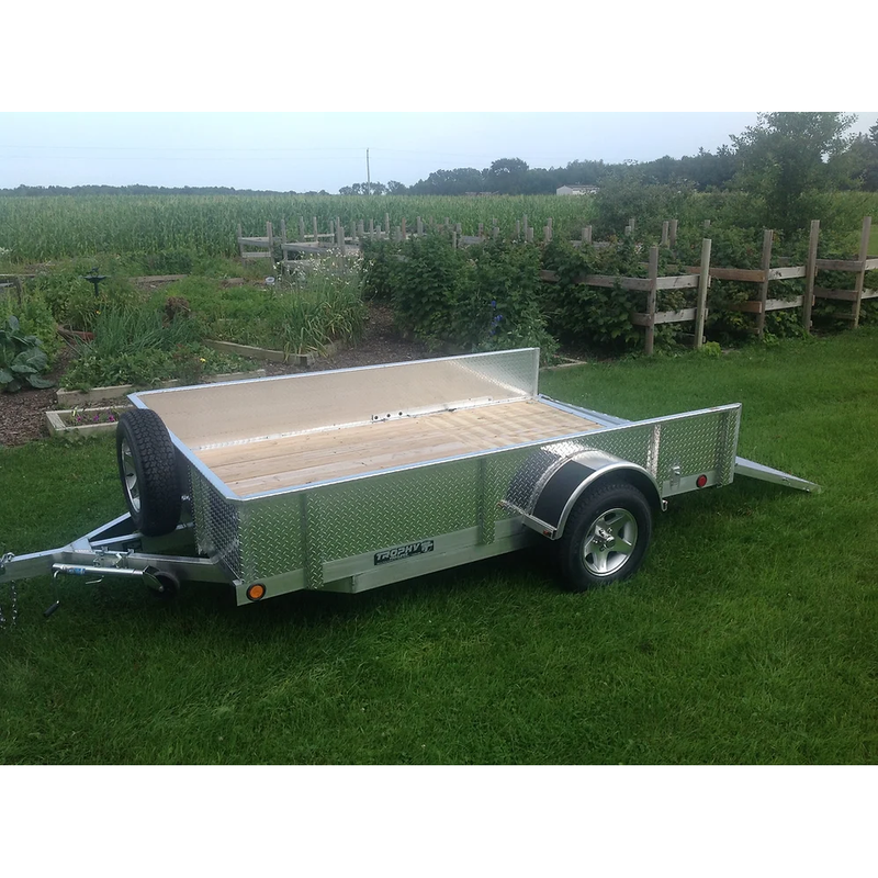 Trophy Trailer - SINGLE AXLE - DIAMOND PLATE SIDE - Aluminum Utility Trailer - Sizes: 8ft - 14ft