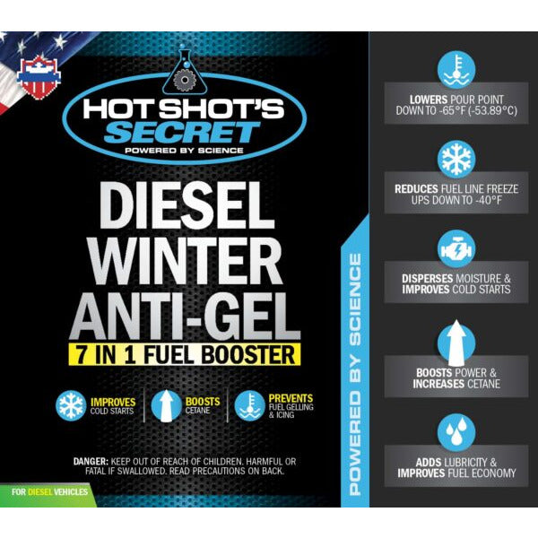 Hot Shot's : Diesel Winter Anti-Gel - 16 OZ Round Bottle - Fuel Additi
