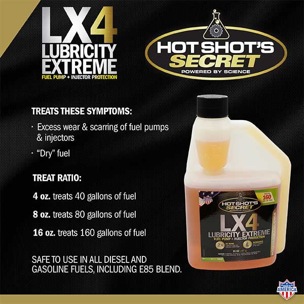 Hot Shot's : LX4 Lubricity Extreme - 16 OZ Bottle - Fuel Additive