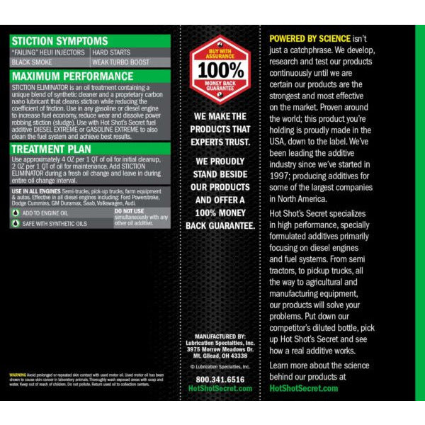 Hot Shot's : Stiction Eliminator - Oil Additive