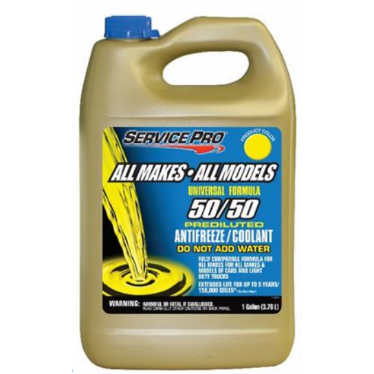 Service Pro® Antifreeze/Coolant All Makes / All Models Universal Formula - 50/50 - Yellow - Ready To Use